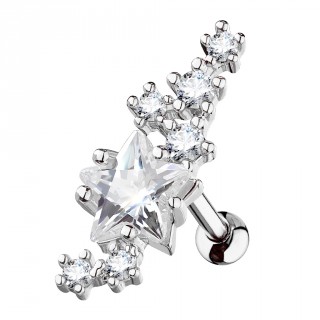Piercing cartilage cluster d'�toiles strass - Clair
