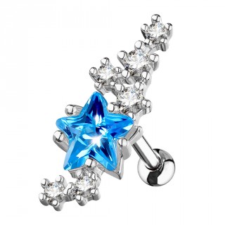 Piercing cartilage cluster d'�toiles strass - Clair et bleu