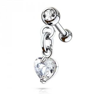 Piercing cartilage � coeur clair en pendentif