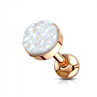 Piercing cartilage cuivr� � druse ronde blanche