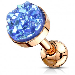 Piercing cartilage cuivr� � druse ronde bleue