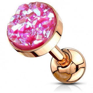 Piercing cartilage cuivr� � druse ronde rose