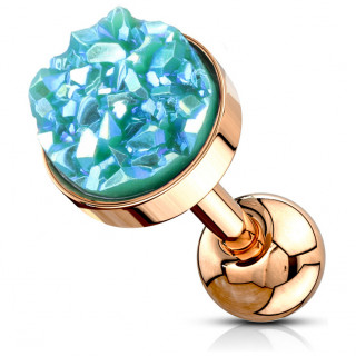 Piercing cartilage cuivr� � druse ronde verte