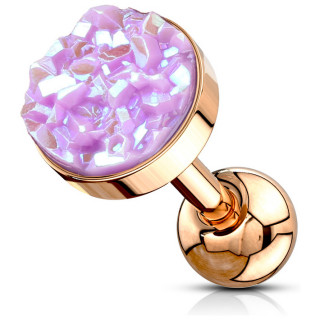 Piercing cartilage cuivr� � druse ronde violet clair