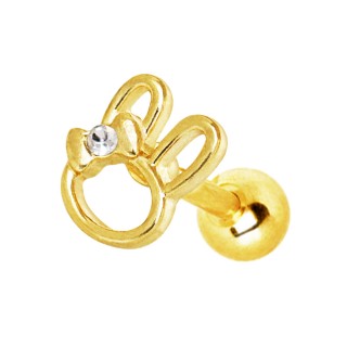 Piercing cartilage dor� � t�te de lapin abstraite