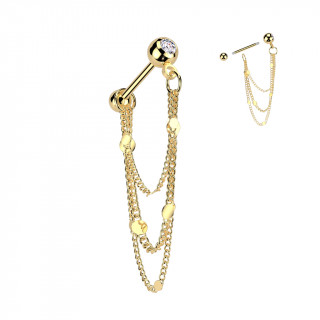 Piercing cartilage dor� � trio de chaines (h�lix, conch...)