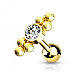 Piercing cartilage � duo de triangles de billes - Dor�