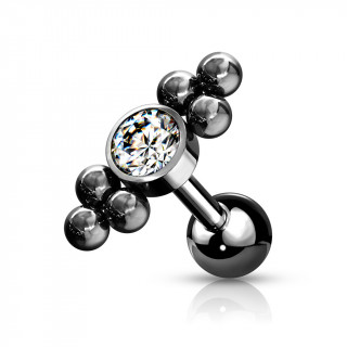 Piercing cartilage � duo de triangles de billes - Noir