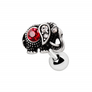 Piercing cartilage �l�phant � pierre rouge rubis