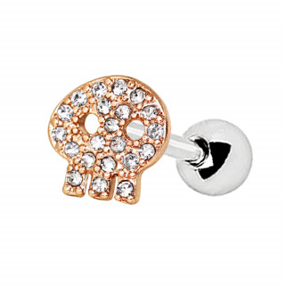 Piercing cartilage � embout t�te de mort cuivr� strass