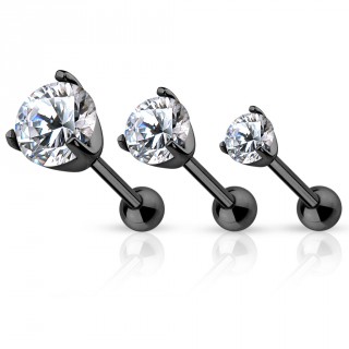 Piercing cartilage en acier plaqu� IP noir avec zirconium