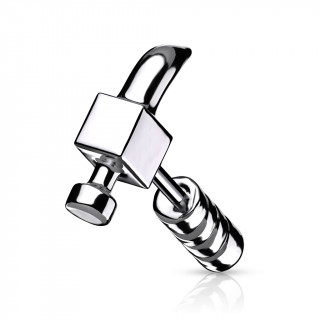 Piercing cartilage en forme de marteau argent�