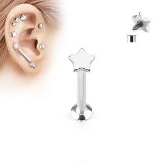 Piercing cartilage labret �toile argent�e