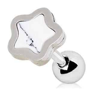 Piercing cartilage �toile sertie Howlite