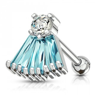 Piercing cartilage � �ventail de zirconiums bleus lagon