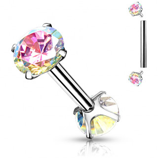 Piercing cartilage filetage interne en acier Aurore Bor�ale � embouts strass