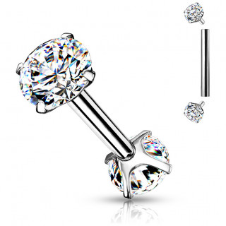 Piercing cartilage filetage interne en acier clair � embouts strass