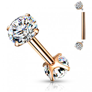 Piercing cartilage filetage interne en acier Cuivr� � embouts strass