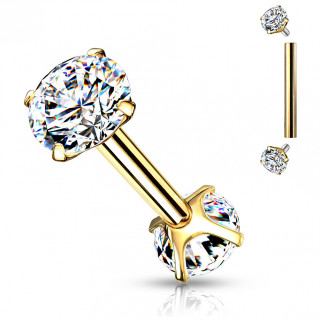 Piercing cartilage filetage interne en acier Dor� � embouts strass