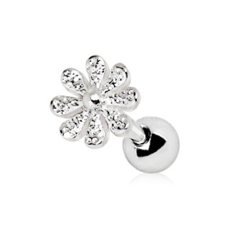 Piercing cartilage fleur fantaisie argent�e