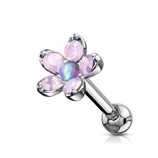 Piercing cartilage � fleur d'opalites et Opale - Violet