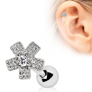 Piercing cartilage � fleur pav�e de zirconiums