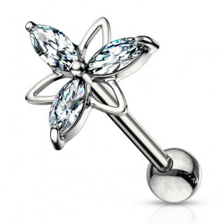 Piercing cartilage fleur zirconiums � triangles