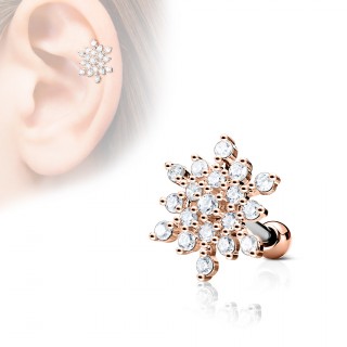 Piercing cartilage flocon de neige strass - Cuivr�