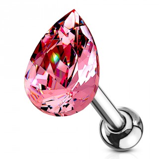 Piercing cartilage � goutte de cristal rose