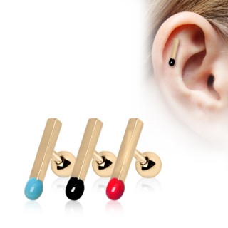 Piercing cartilage h�lix dor� en forme d'allumette
