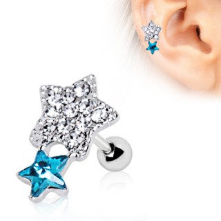 Piercing cartilage helix �toiles strass asym�triques