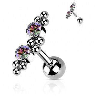 Piercing cartilage h�lix / flat  � grappe de perles et strass - Vitrail Medium