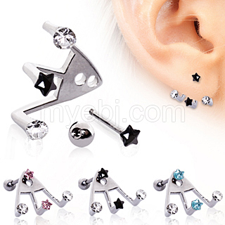 Piercing cartilage h�lix trident strass