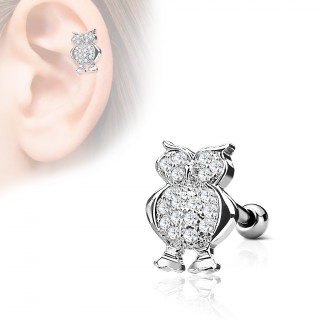 Piercing cartilage hibou pav� de strass