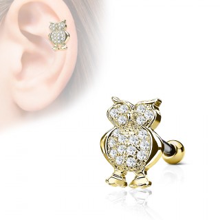 Piercing cartilage hibou pav� de strass - Dor�