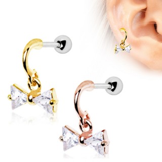Piercing cartilage � noeud papillon plaqu� or