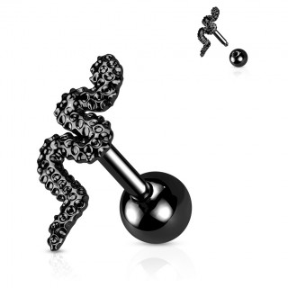 Piercing cartilage Noir � serpent aspect perl�