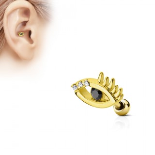 Piercing cartilage oeil � strass - Plaqu� or