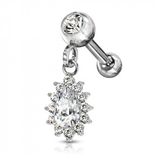 Piercing cartilage oreille � pendentif soleil - Clair