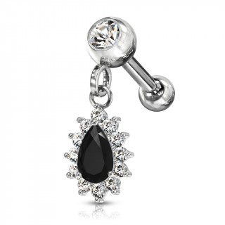 Piercing cartilage oreille � pendentif soleil - Clair et noir
