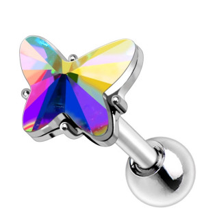 Piercing cartilage papillon zirconia aurore bor�ale