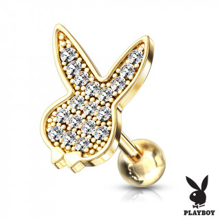 Piercing cartilage plaqu� or lapin Playboy parsem� de strass