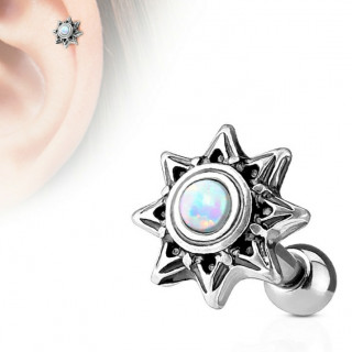 Piercing cartilage soleil tribal � Opale blanche
