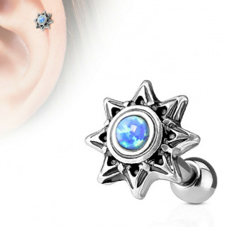 Piercing cartilage soleil tribal � Opale bleue