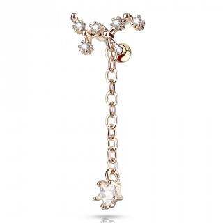 Piercing cartilage style constellation � �toile suspendue - Cuivr� et gris