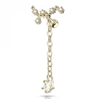 Piercing cartilage style constellation � �toile suspendue - Dor� et gris