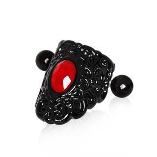 Piercing cartilage style gothique � pierre rouge