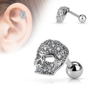 Piercing cartilage t�te de mort strass