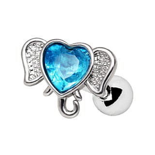 Piercing cartilage t�te d'�l�phant � coeur bleu