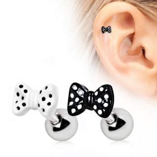 Piercing cartilage tragus h�lix avec noeud � pois style Rockabilly
